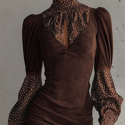 Vestido Chocolate Elegancia Retro