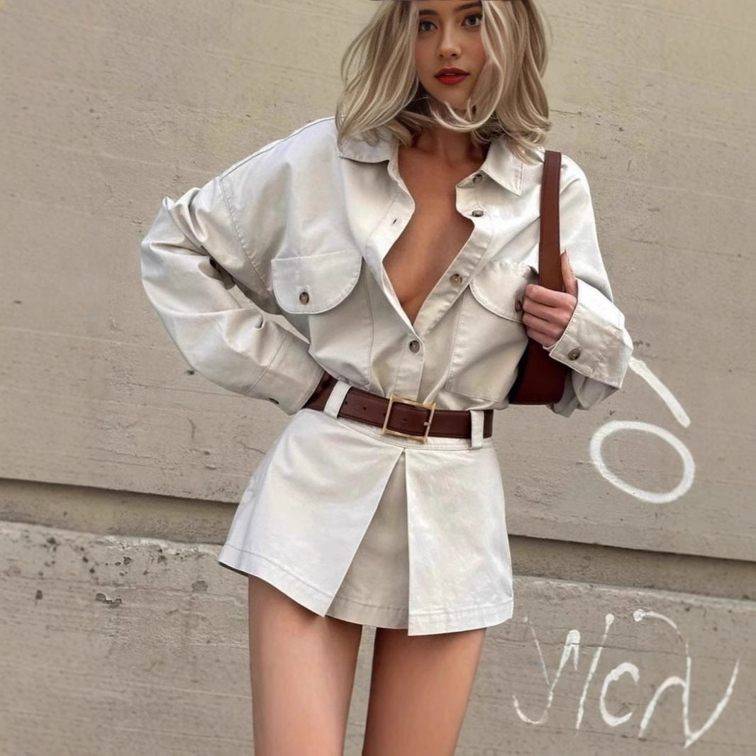 Vestido “Sahara Chic” | Vestido camisero beige con cinturón de hebilla - Lovelys