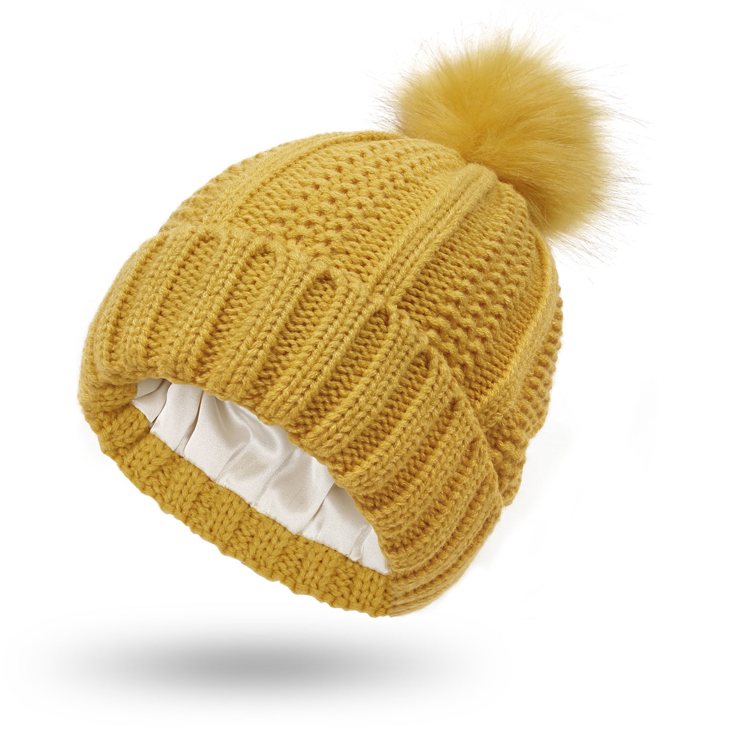 Gorro “Silky Warm” forrado en satén con pompón - Lovelys