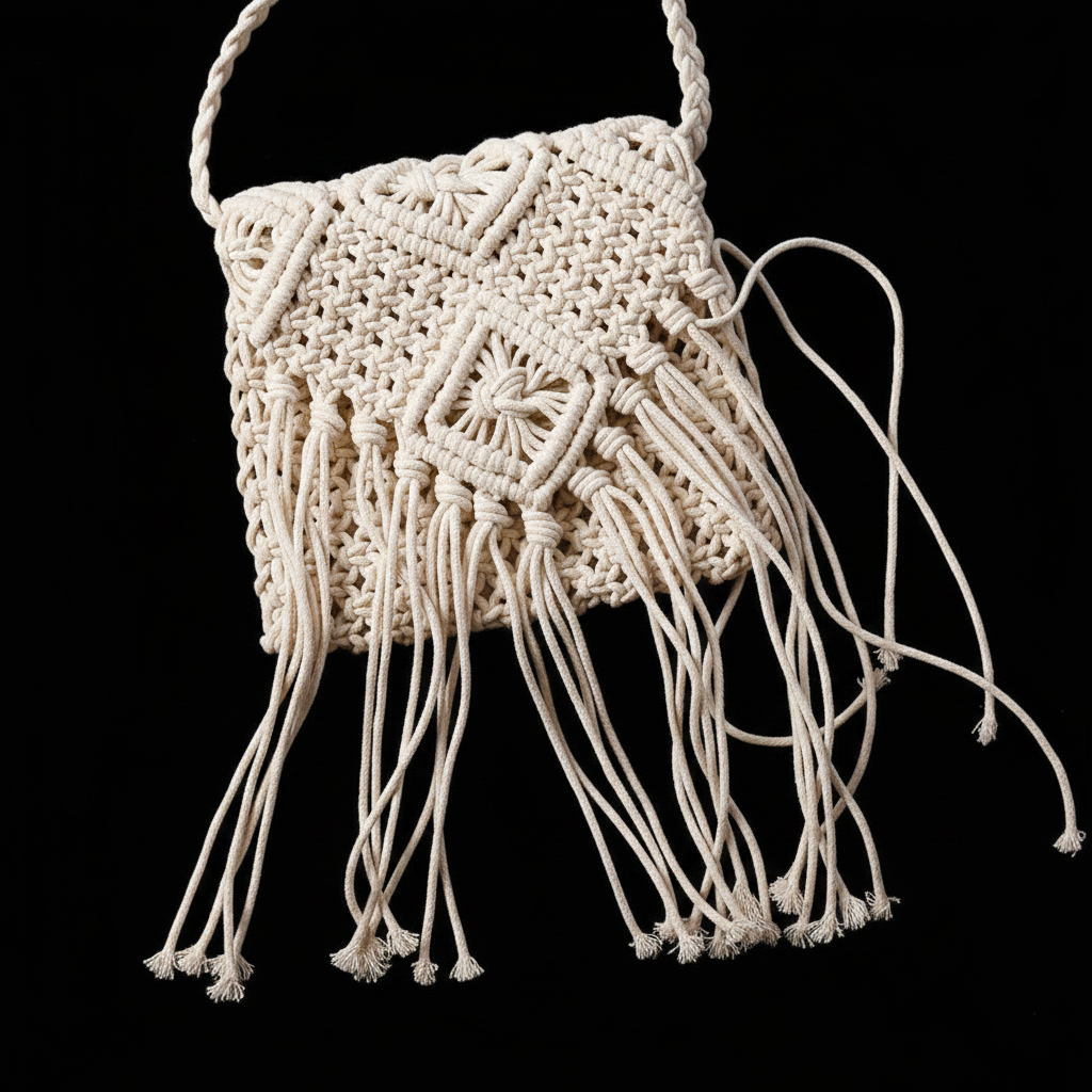 Bolso Cancún – Detalle flecos blanco