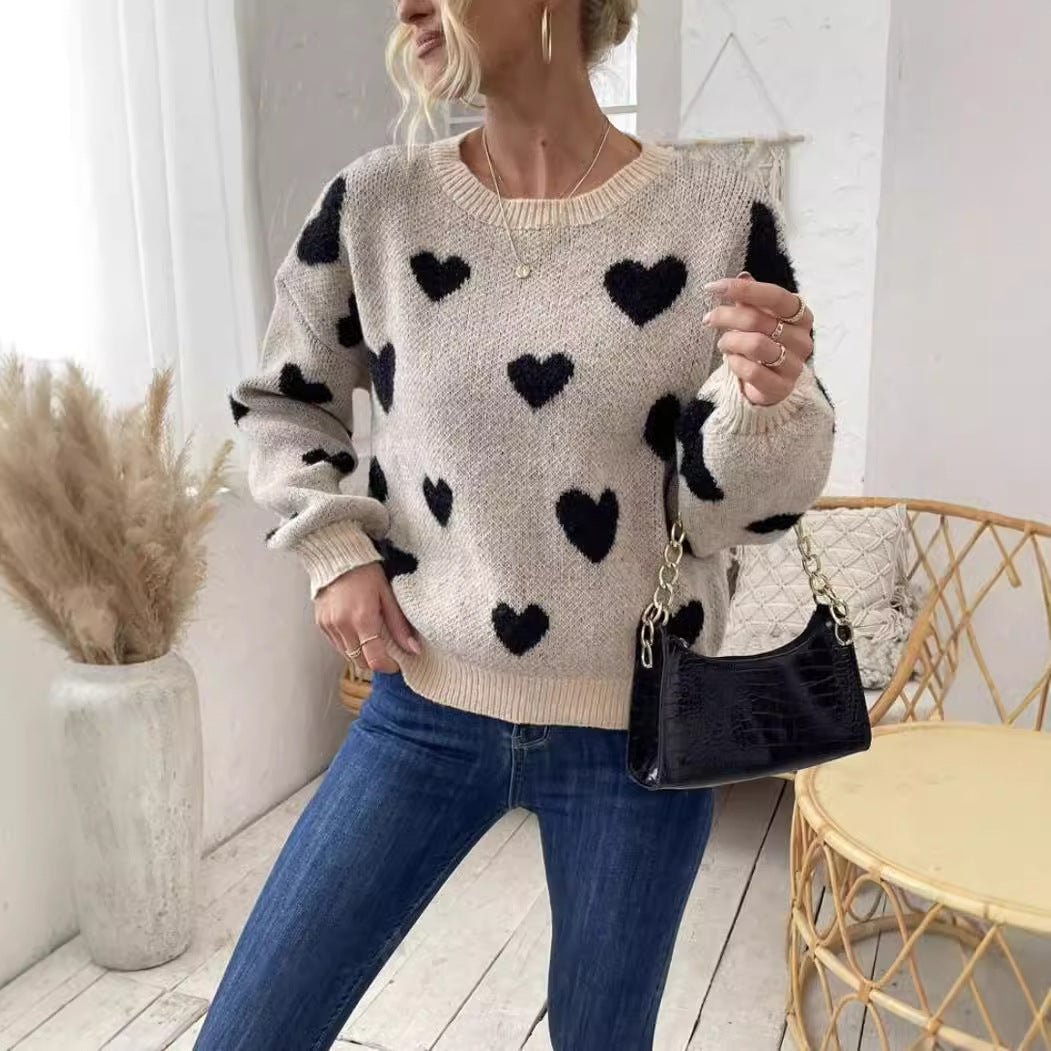 Jersey beige con corazones negros - Lovelys