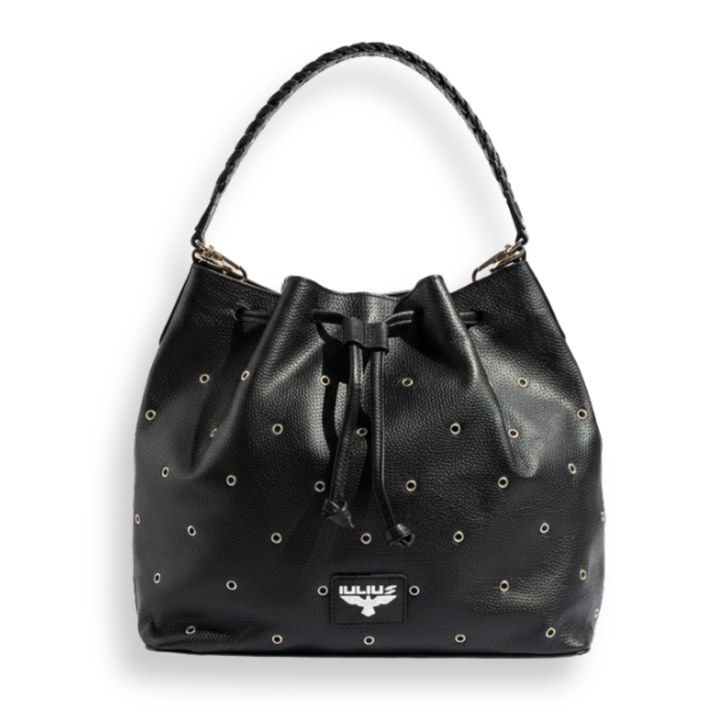 Bolso Bucket de Cuero Negro con Tachuelas – Estilo Urbano – IULIUS