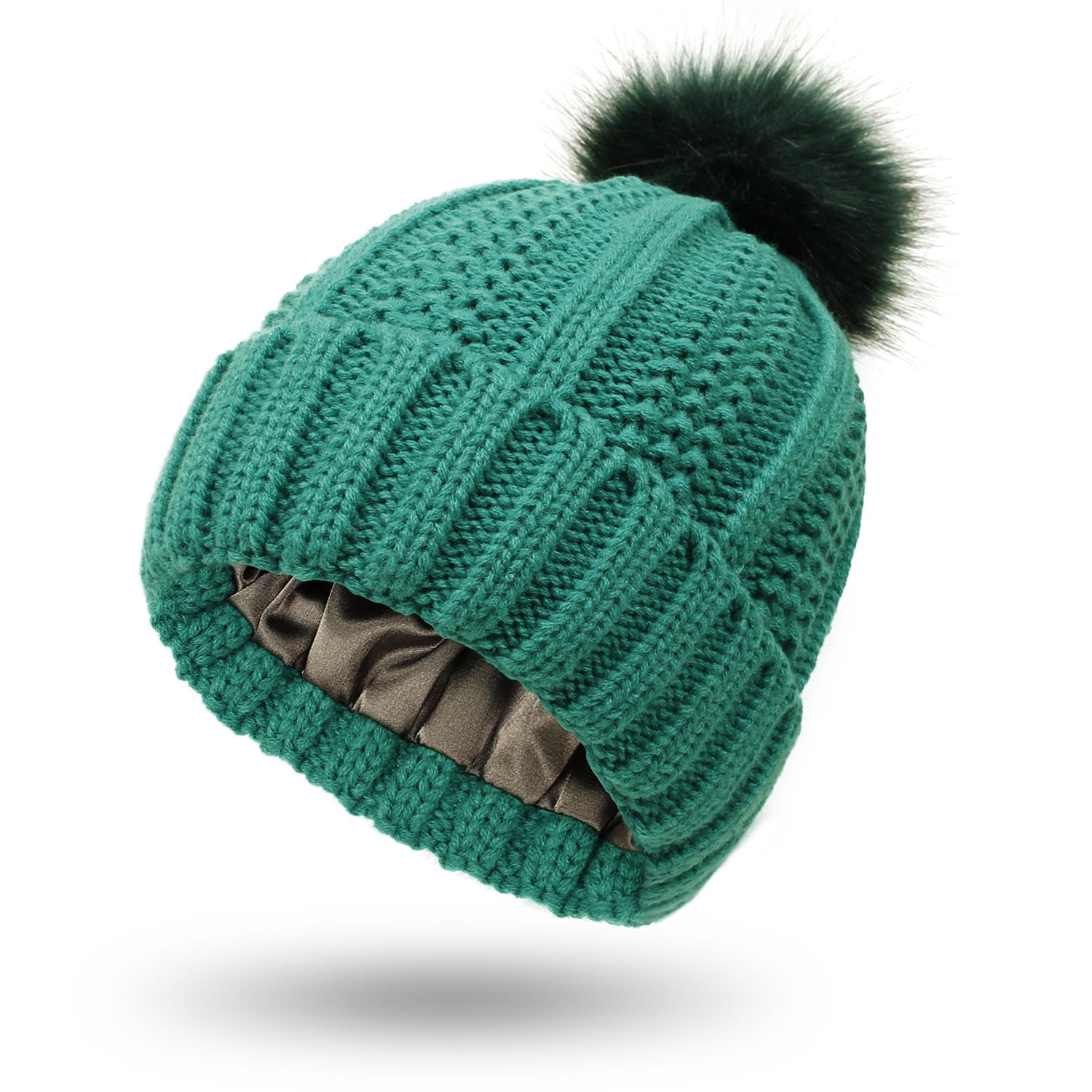 Gorro “Silky Warm” forrado en satén con pompón - Lovelys