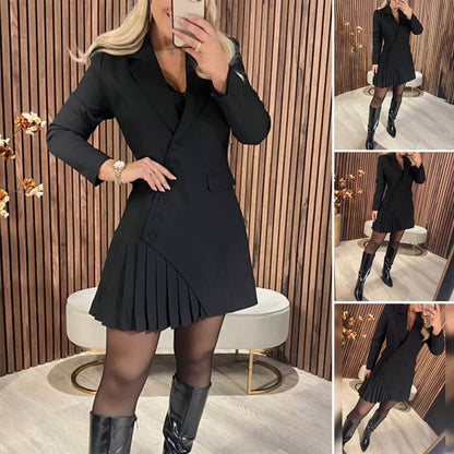 Vestido Blazer Plisado Black Classy