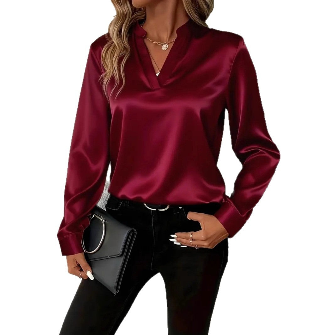 Blusa Satinada de Manga Larga – Elegancia Brillante y Corte Favorecedor - Lovelys