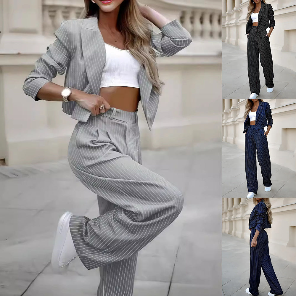Conjunto “Urban Stripe” | Blazer corto y pantalón fluido a rayas - Lovelys