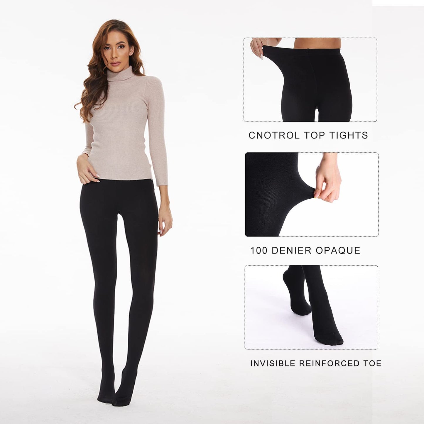 Medias térmicas “Winter Touch” 100D con forro polar y efecto moldeador - Lovelys