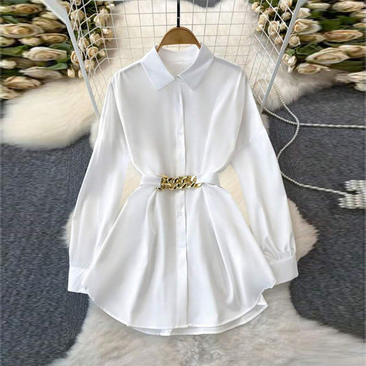 Camisa blanca con cinturón dorado | “Golden Chain” - Lovelys