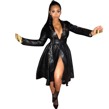 Chaqueta de cuero con cinturón - Lovelys