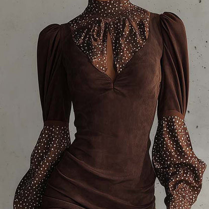 Vestido Chocolate Elegancia Retro