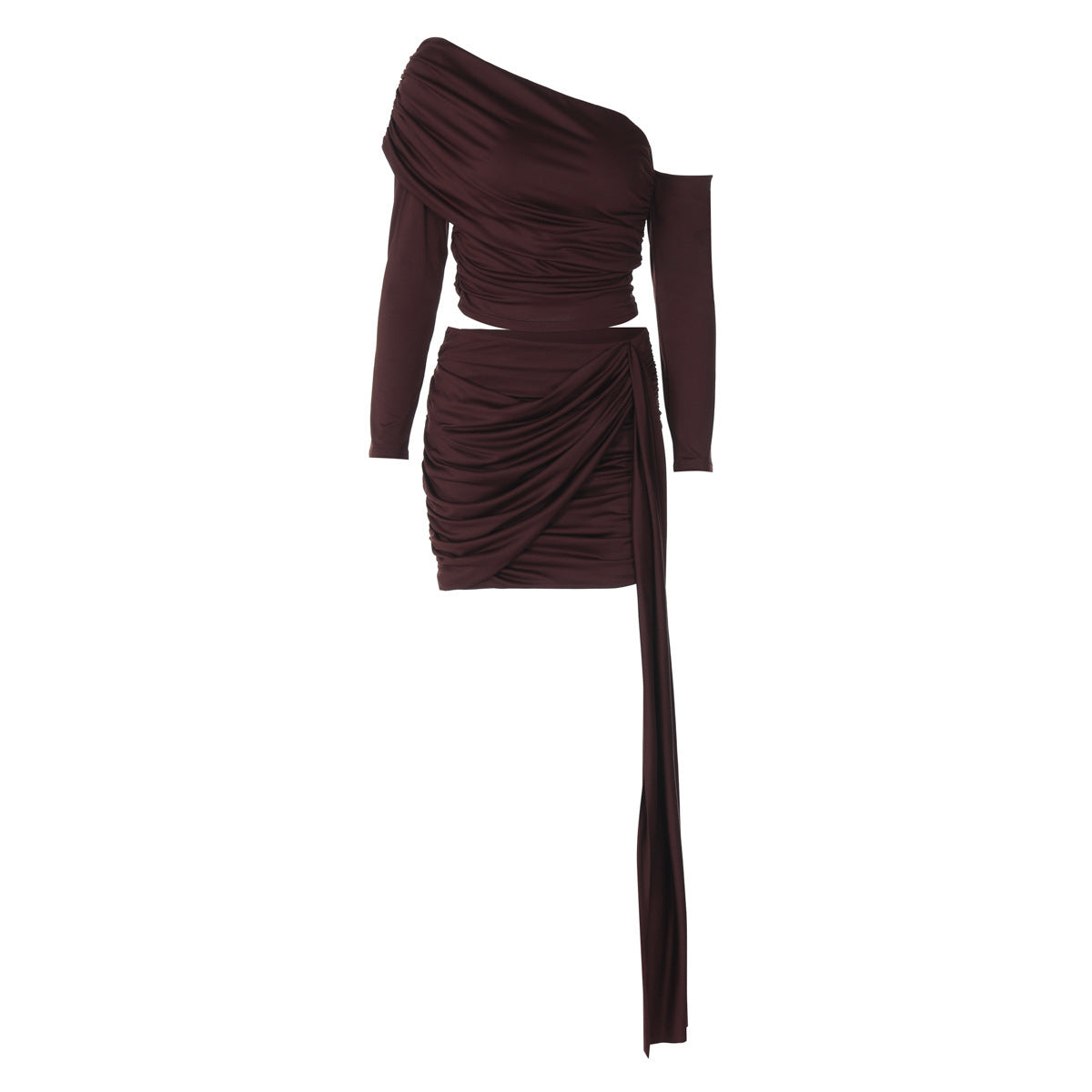 Conjunto “Divine Drape” | Top asimétrico y falda fruncida con lazo lateral - Lovelys