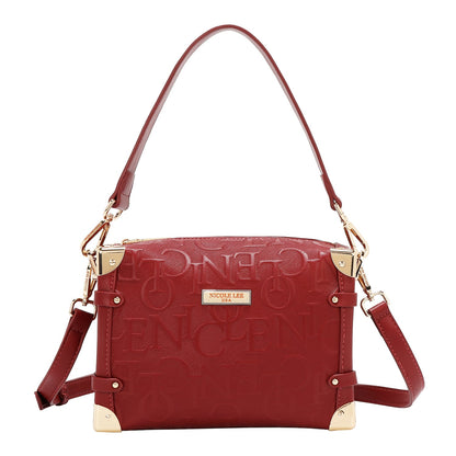BOLSO DE HOMBRO CUADRADO ELEGANCIA EN RELIEVE (ROJO)