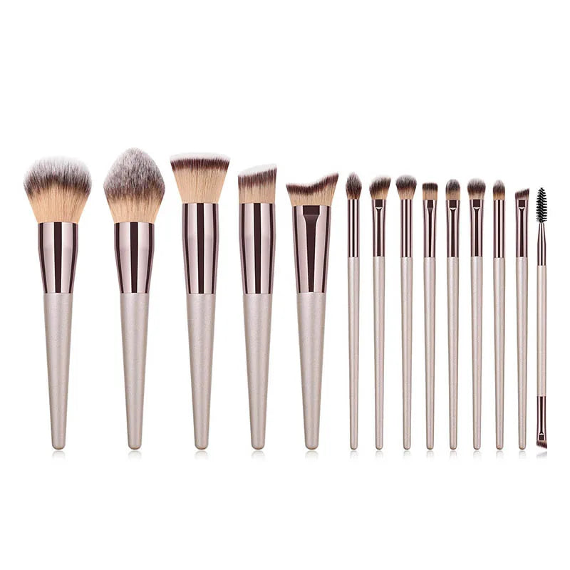 Brochas de Maquillaje Champagne (14 uds) - Lovelys