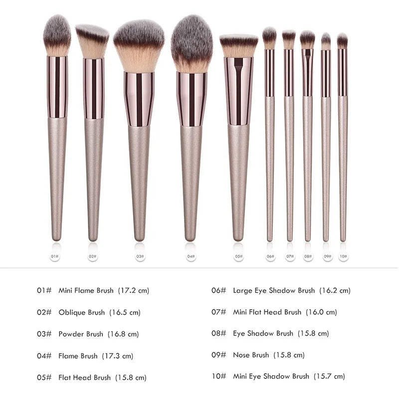 Brochas de Maquillaje Champagne (14 uds) - Lovelys