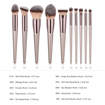 Brochas de Maquillaje Champagne (14 uds) - Lovelys