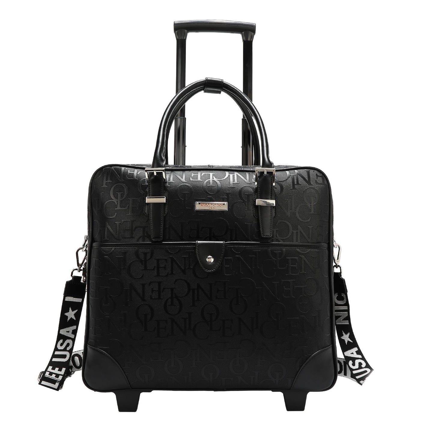 BOLSO RECTANGULAR CON RUEDAS MONOGRAMA (NEGRO)