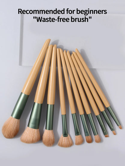 Pinceles de maquillaje para principiantes de 10 piezas con cubo de almacenamiento. - Lovelys