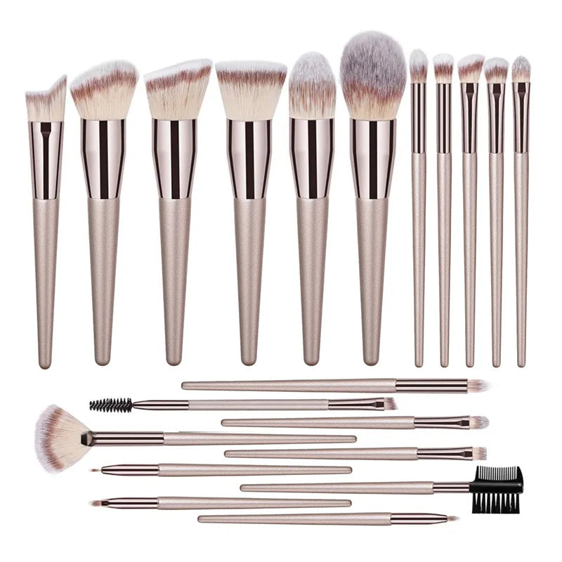 Brochas de Maquillaje Champagne (14 uds) - Lovelys