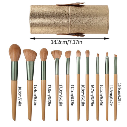 Pinceles de maquillaje para principiantes de 10 piezas con cubo de almacenamiento. - Lovelys