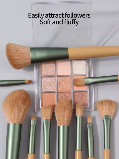 Pinceles de maquillaje para principiantes de 10 piezas con cubo de almacenamiento. - Lovelys