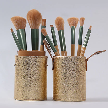 Pinceles de maquillaje para principiantes de 10 piezas con cubo de almacenamiento. - Lovelys