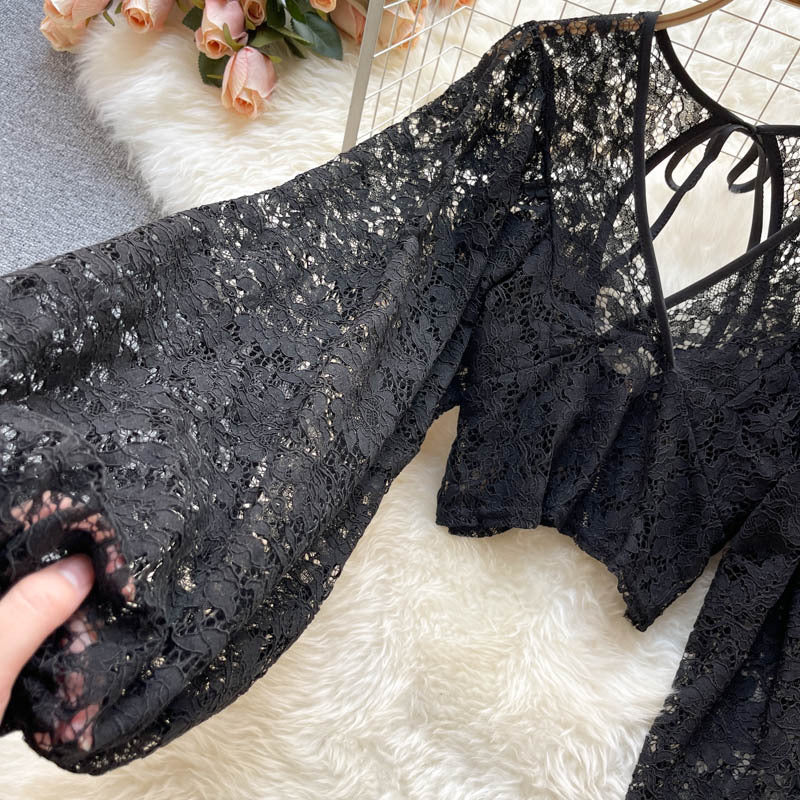 Blusa “Lace Dreams” de encaje con mangas abullonadas - Lovelys