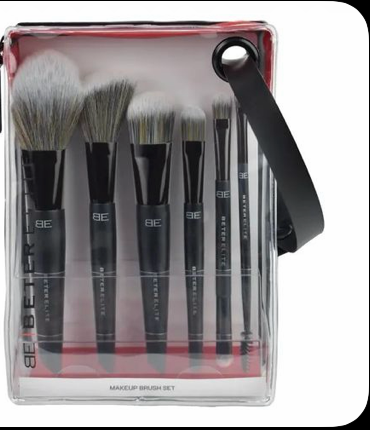 Beter Elite 64101 kit de 6 brochas y pinceles con estuche transparente