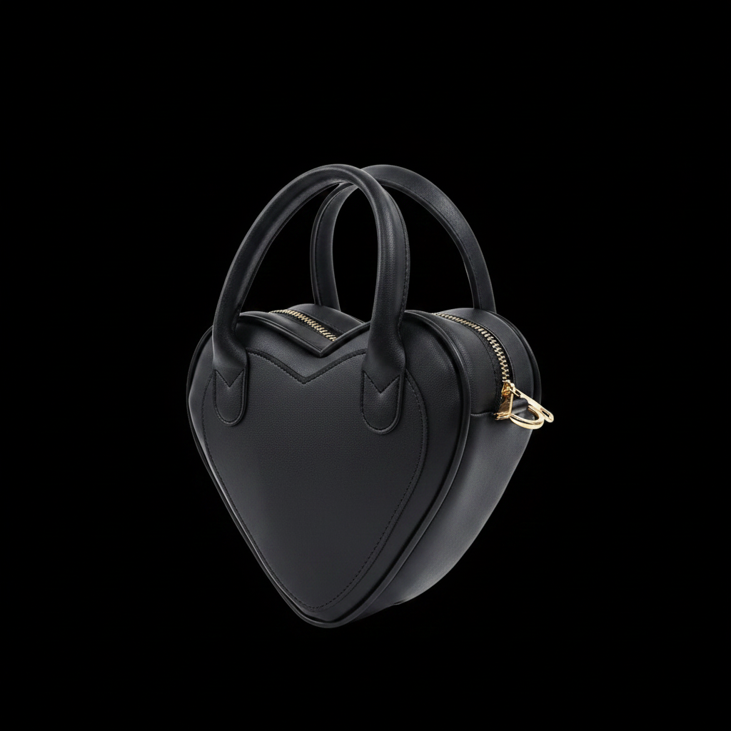 Bolso Corazón Negro fondo negro