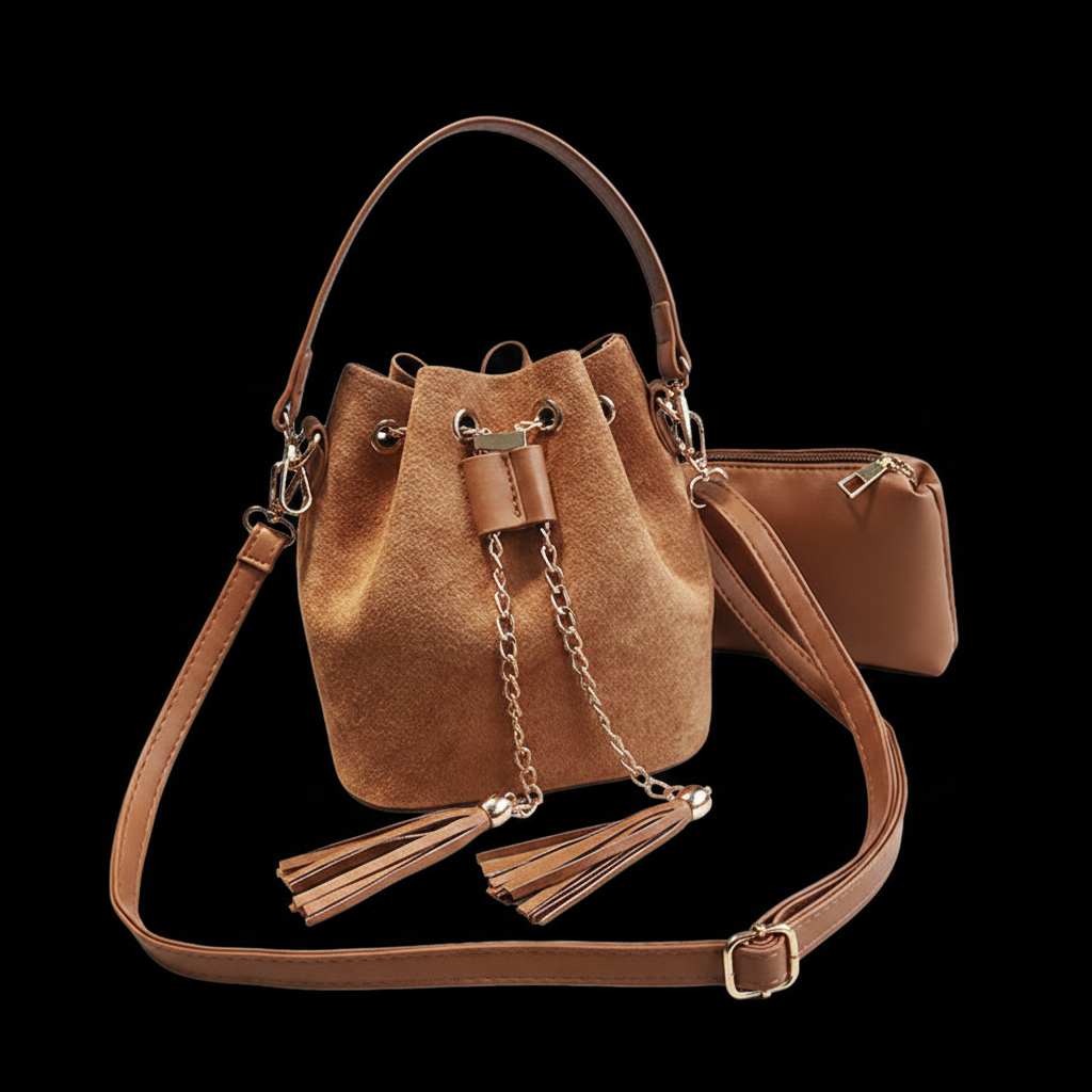 Bolso marrón con fondo negro
