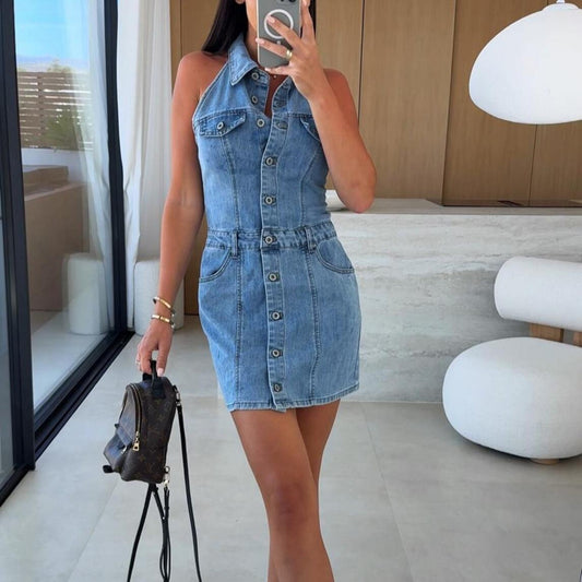 Vestido Denim Halter Fit