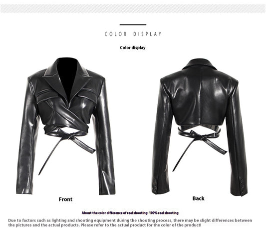 Cazadora corta de cuero - Lovelys