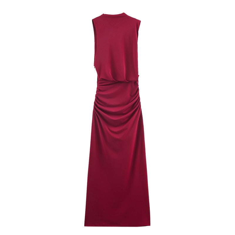 Vestido “Scarlet Elegance” | Vestido largo fruncido sin mangas - Lovelys