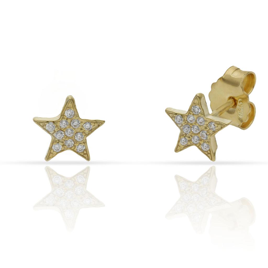 Pendientes estrella dorados con circonitas Lucarelli
