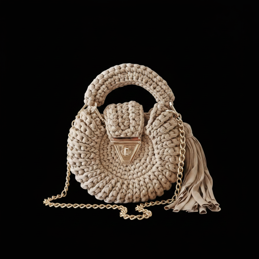 Bolso redondo crochet marfil Lovelys Coral