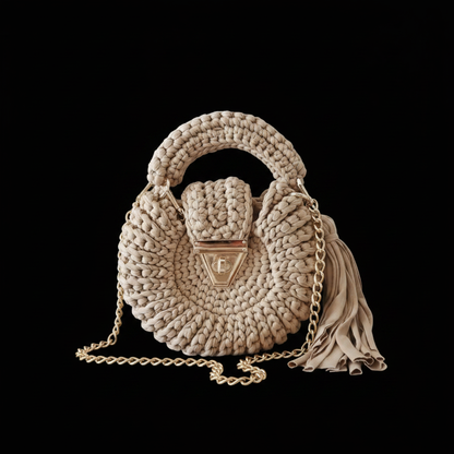 Bolso redondo crochet marfil Lovelys Coral