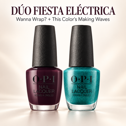Pack OPI Dúo Fiesta Eléctrica: Wanna Wrap? y This Color's Making Waves