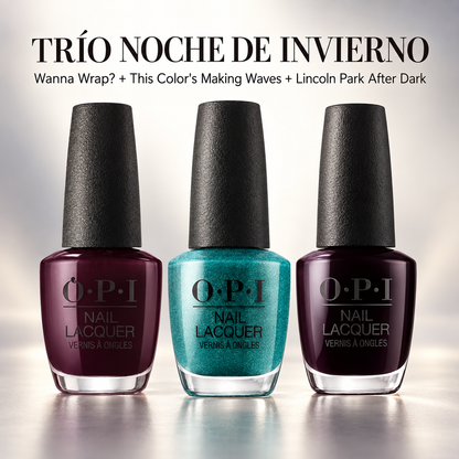 Pack OPI Trío Noche de Invierno: Wanna Wrap?, This Color's Making Waves y Lincoln Park After Dark