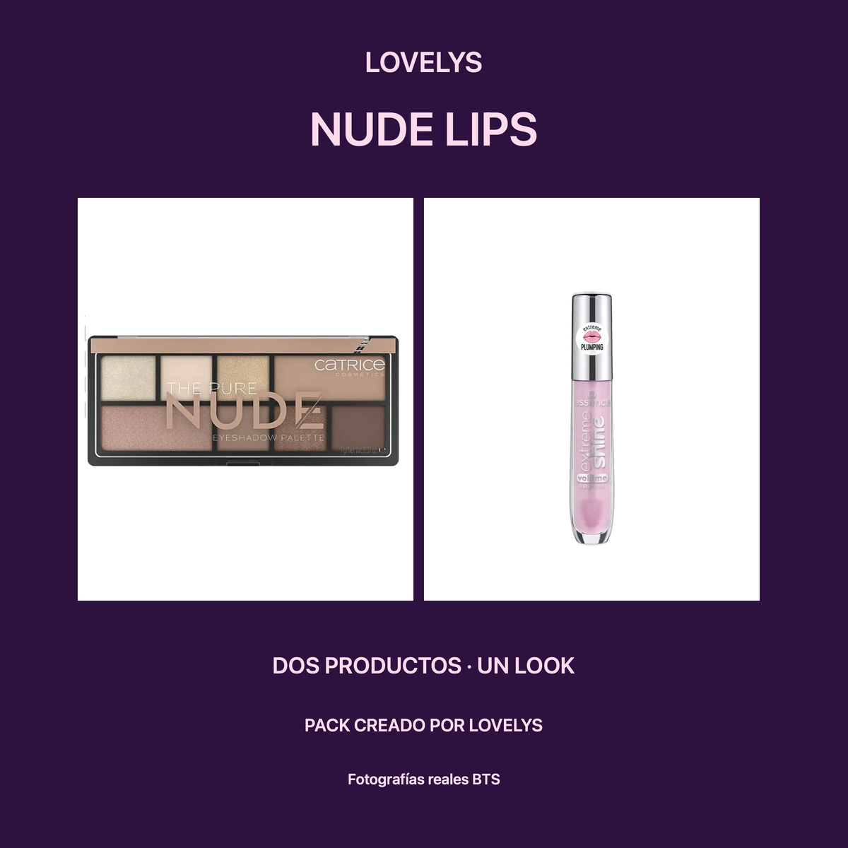Pack nude-lips de LOVELYS con fotografías reales de los componentes