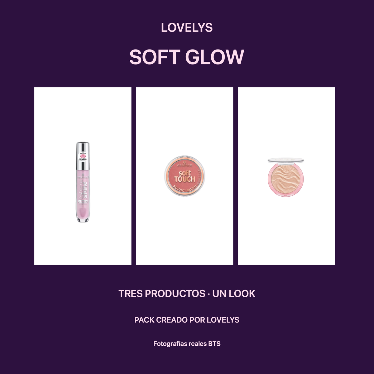 Pack soft-glow de LOVELYS con fotografías reales de los componentes