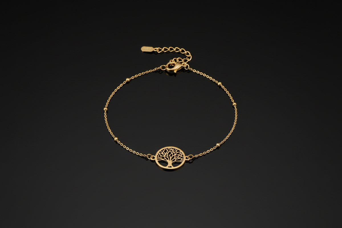Pulsera árbol de la vida en círculo sobre fondo negro