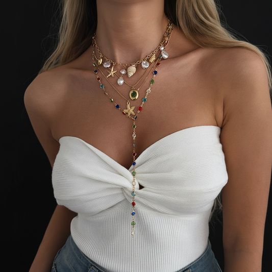 Set collares — modelo fondo negro
